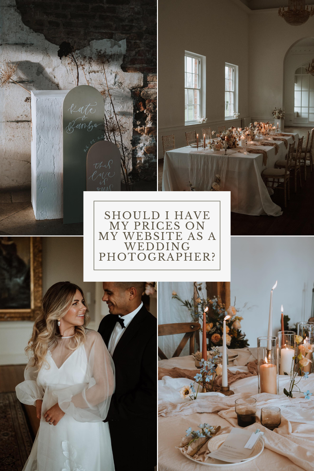 Should I have my prices on my website as a wedding photographer?