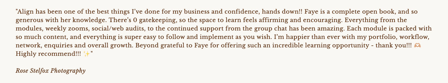 ALIGN: The photography course to build a business you love by Faye wilde